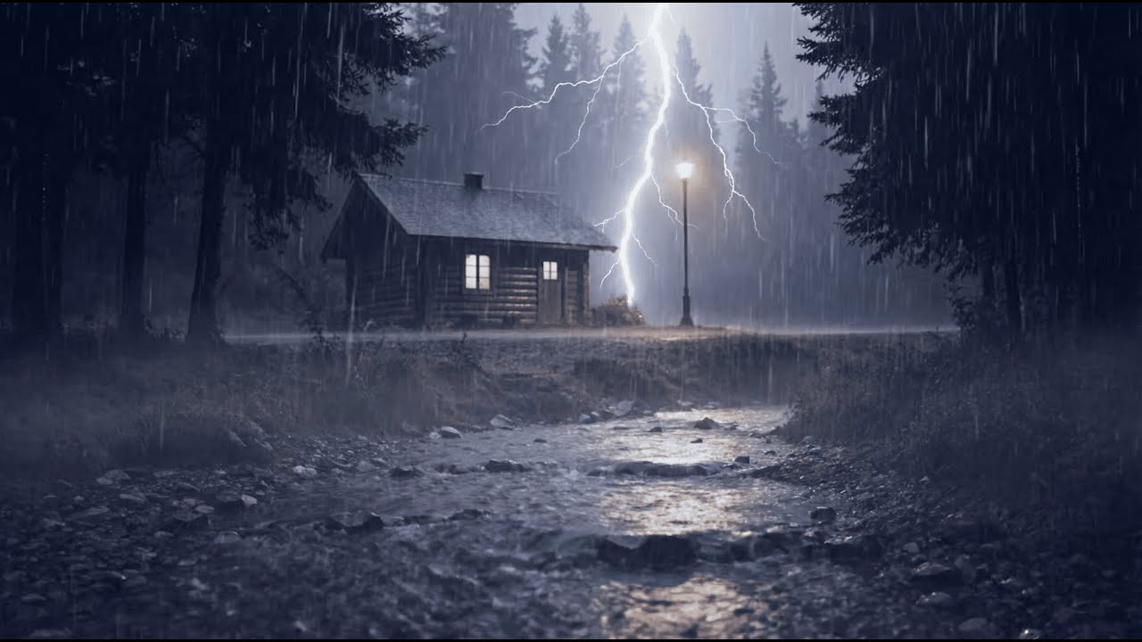 Heavy Rain & Thunderstorm at a Cozy Cabin | Deep Sleep ASMR Ambience (No Music)