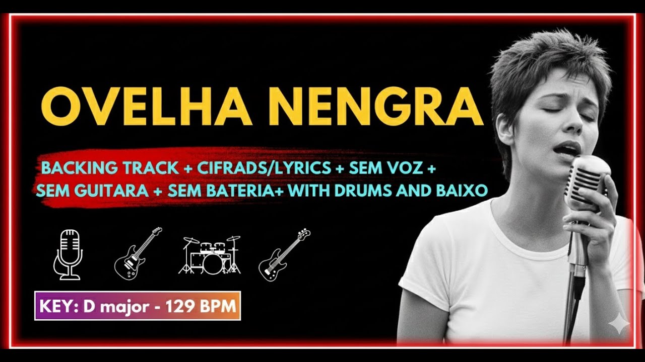 Rita Lee - Ovelha Negra (PLAYBACK COM CIFRA, Sem Voz, Sem Violão e Guitarra) #cifrasfaceis #cifras