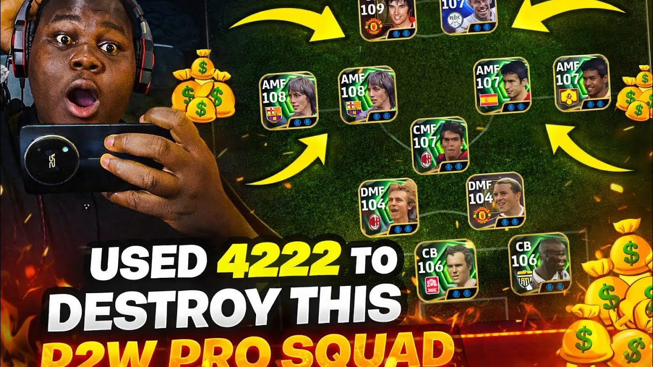 USED 4222 TO DESTROY THIS P2W PRO PLAYER, F2P RANK PUSH 😬👿 #efootball 