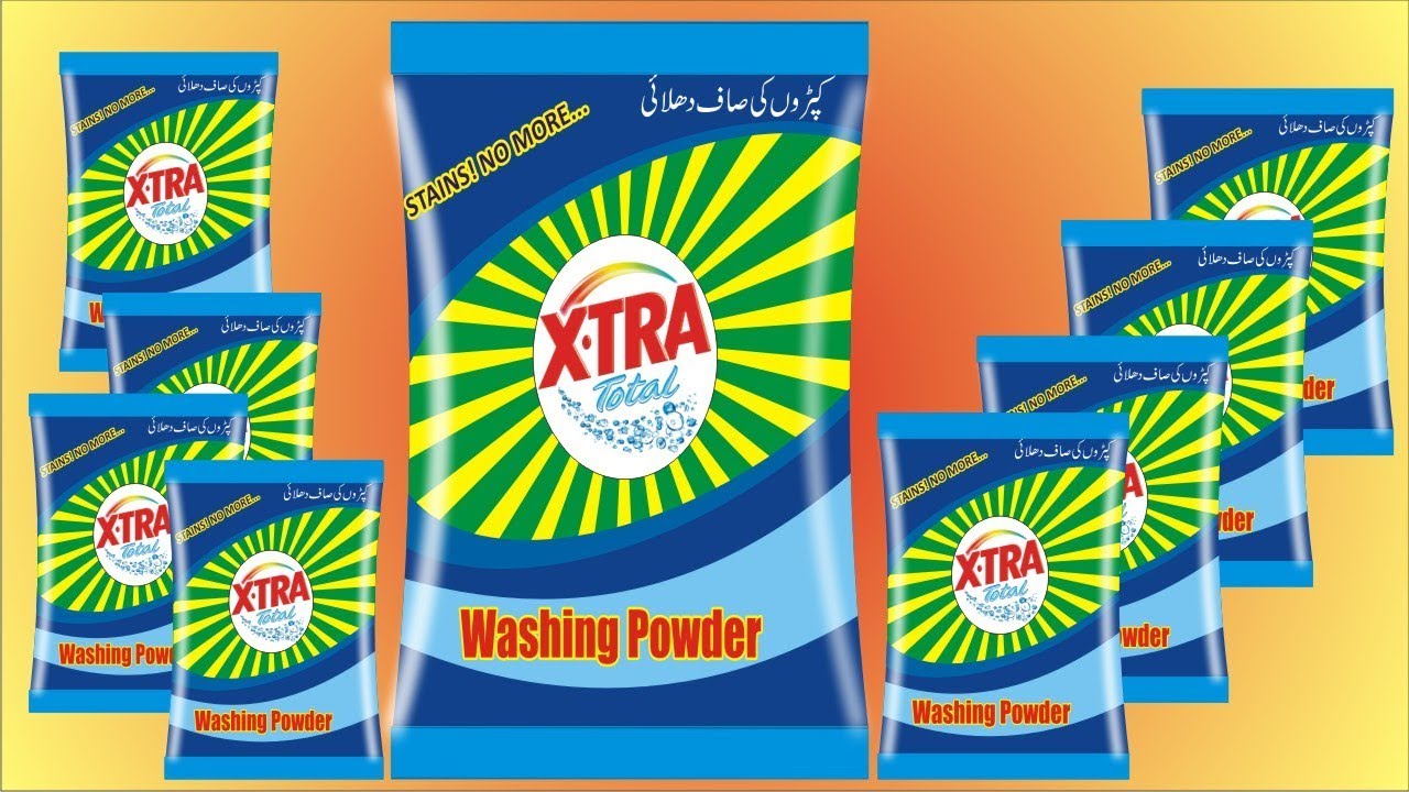 X-TRA Washing Powder wrapper design tutorial using coreldraw in Urdu Hindi