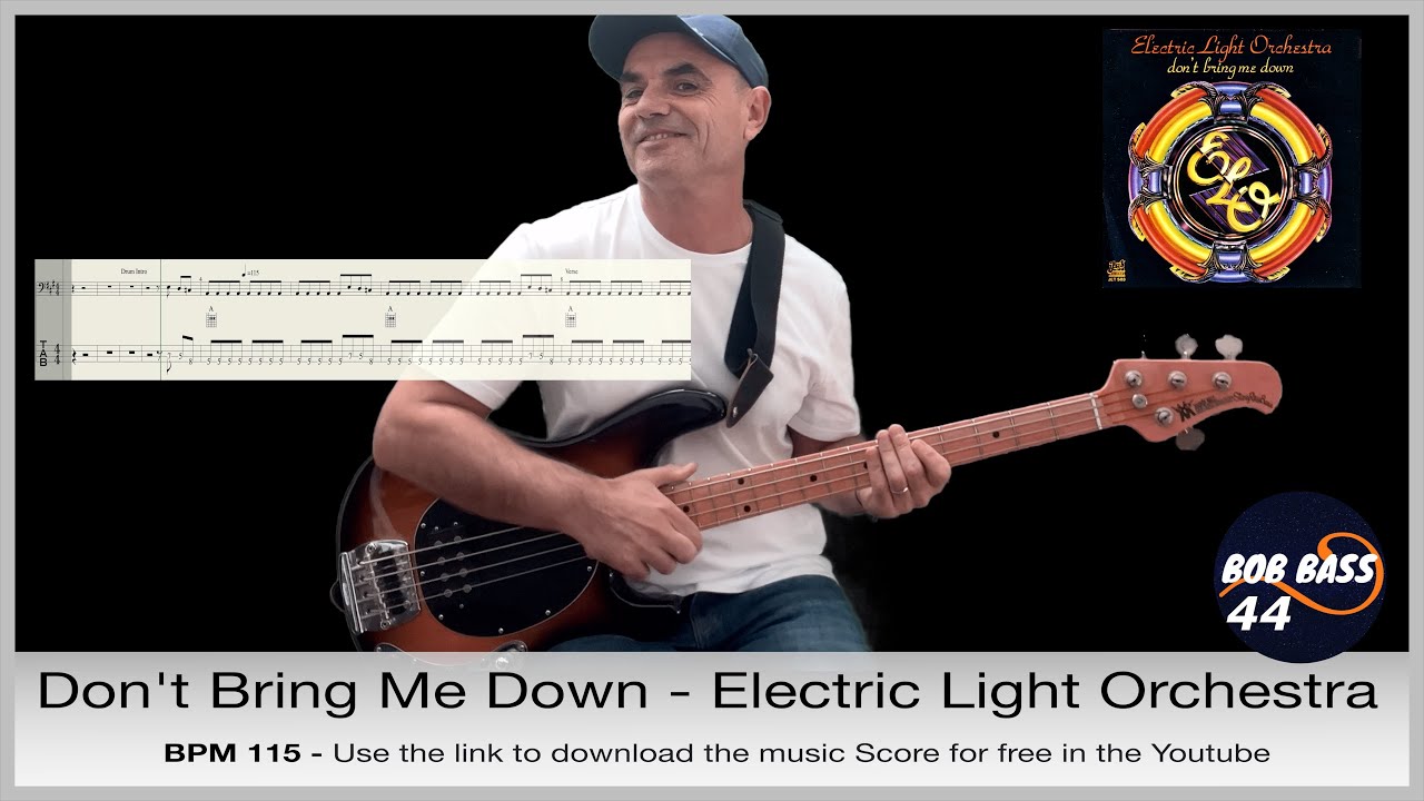 Don't Bring Me down - Electric Light Orchestra bass guitar cover with score and tab for free