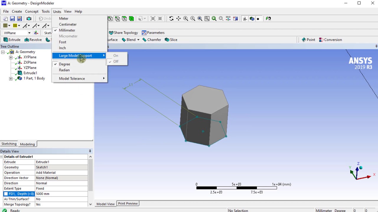 Design Modeler basic tutorial 15 _ unit system and large model support