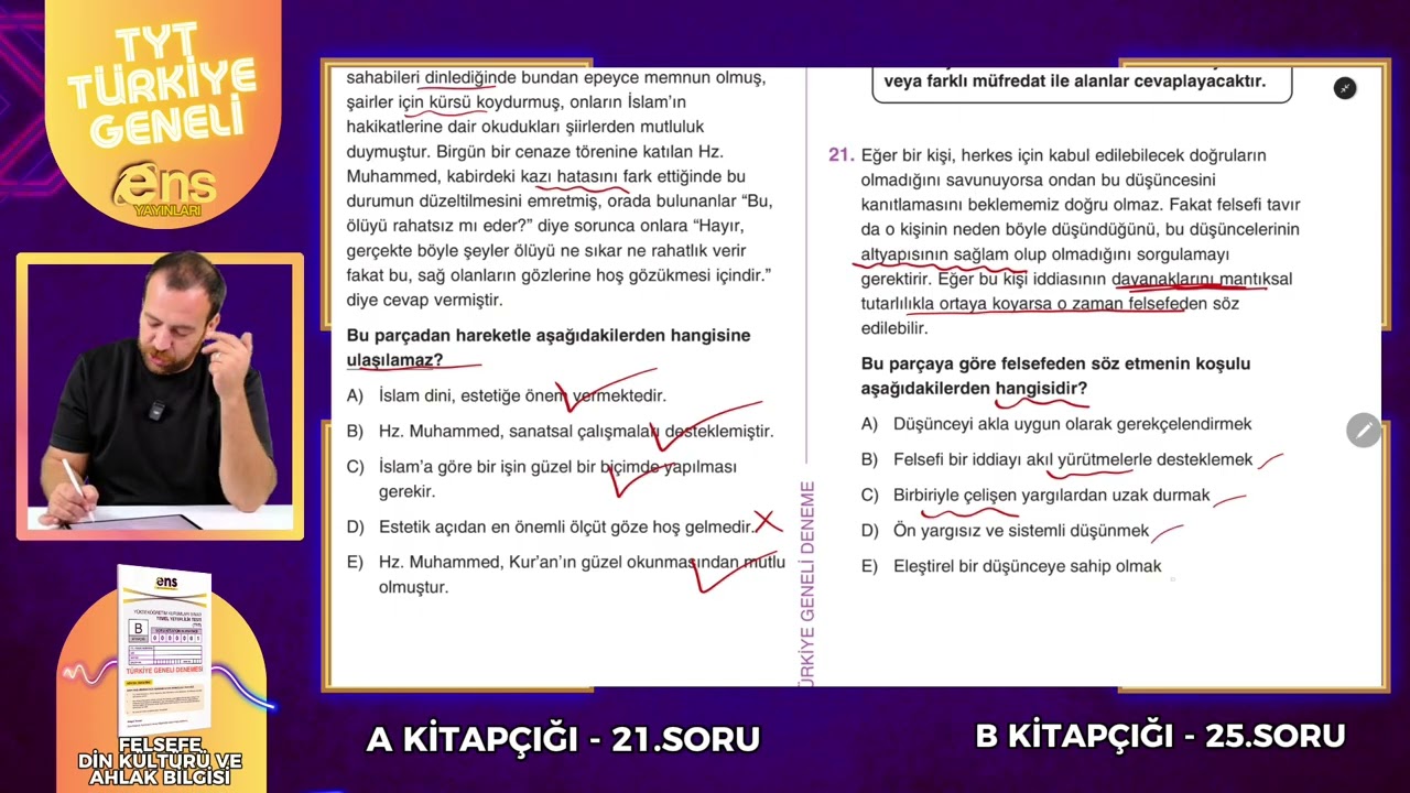 🤔 ENS TÜRKİYE GENELİ DENEME SINAVI -FELSEFE-DİN- VİDEO ÇÖZÜMLERİ 🤔
