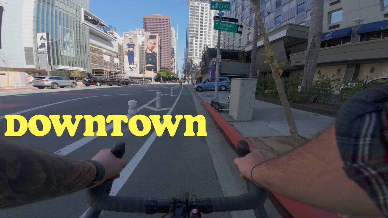 Lucas learns how to ride a bike in DTLA