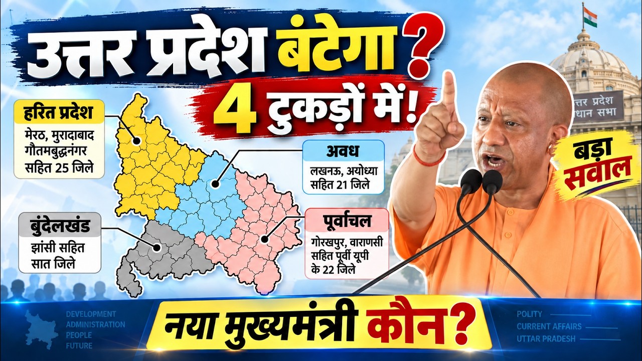 UP का होगा 4 भागों में विभाजन-क्या उत्तर प्रदेश 4 राज्यों में बंट जाएगा? #yogi #uttarpradesh #bjp