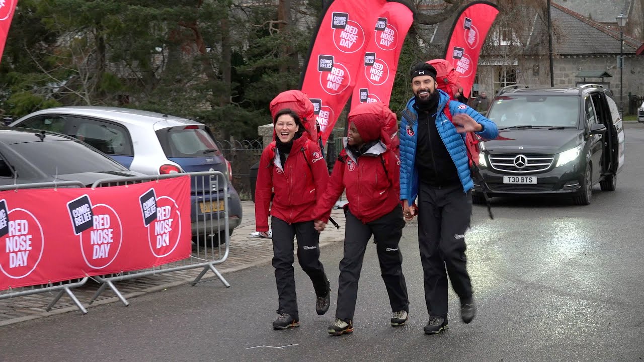 2023 Comic Relief Celebrity Challenge with Emma Willis, Oti Mabuse and Rylan Clark in Scotland