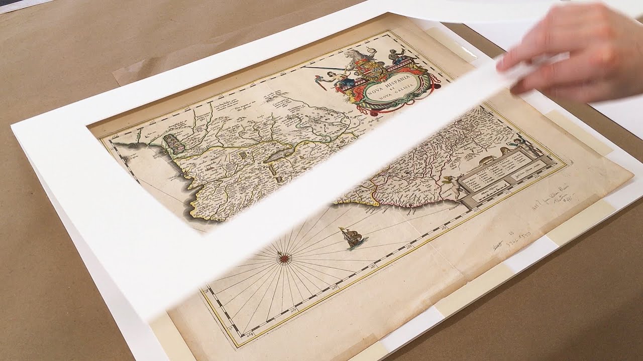 Archival Framing a Map from the 1600s