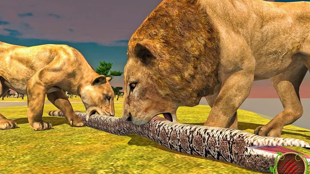 Furious Lion Vs Angry Anaconda Snake: Wild Animals Simulator