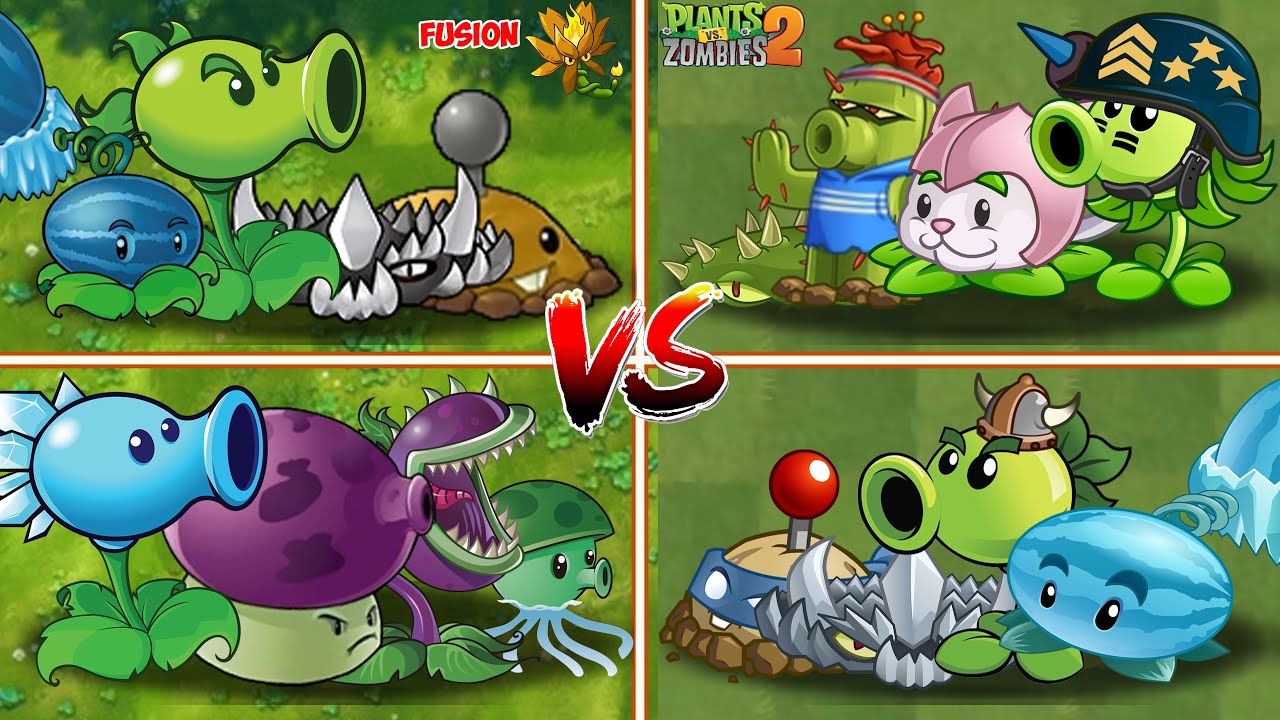 PVZ  FUSION VS PVZ 2 - 4 Plants Team Vs 4 Plants Team Vs Zombie Team - p42 - Who's the best ?#pvz