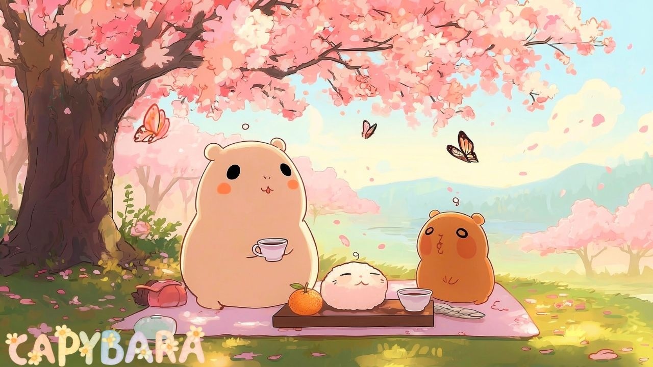 chill lofi to relax & study 🌸 capybara picnic under the sakura