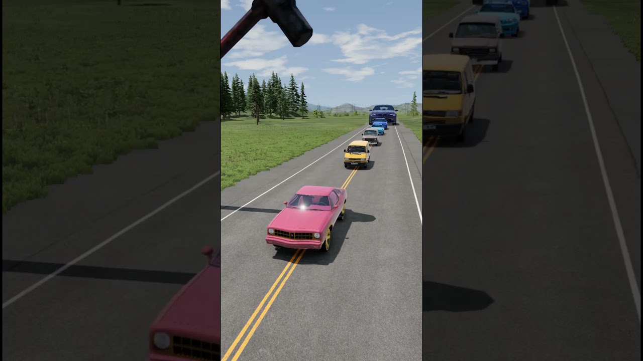 Colorful Small to Giant Cars vs Hammer  #crashdrive  #beamng