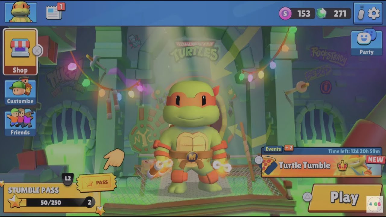 Stumble Guys x Teenage Mutant Ninja Turtles Skins + Event PS5 Console Release Gameplay | TMNT