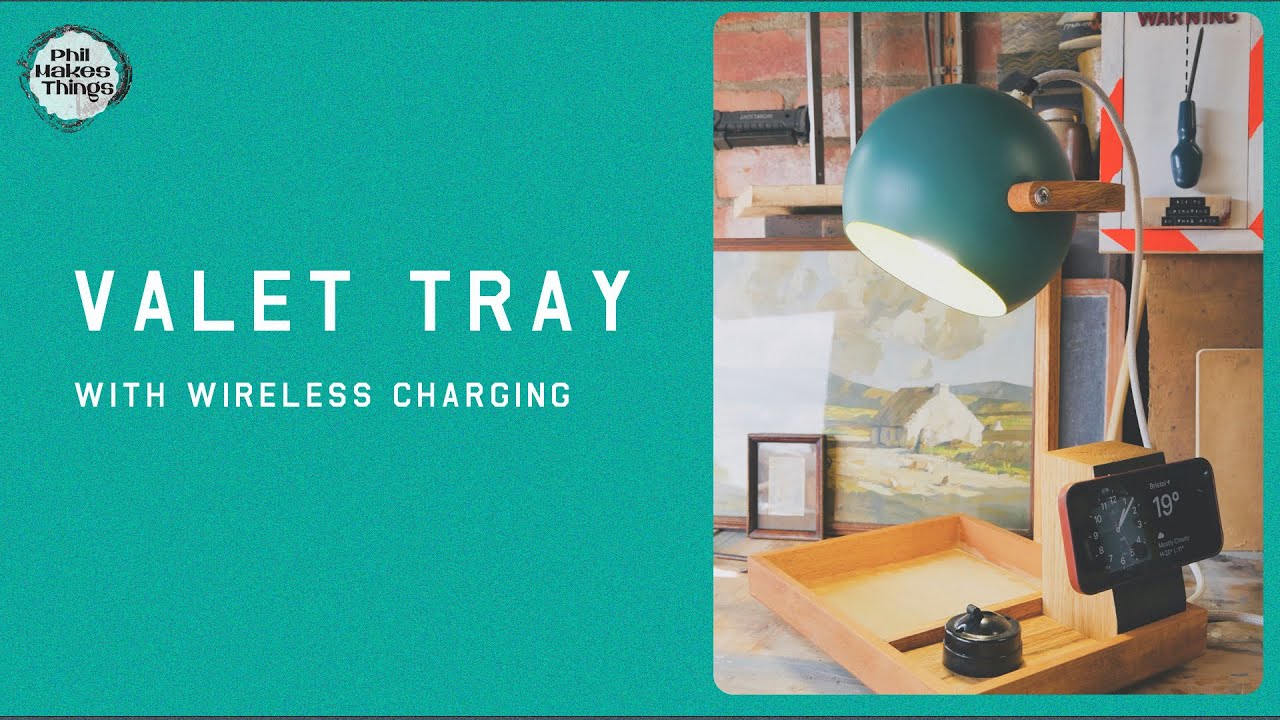 Reclaimed Lamp & Valet Tray (with wireless charging)