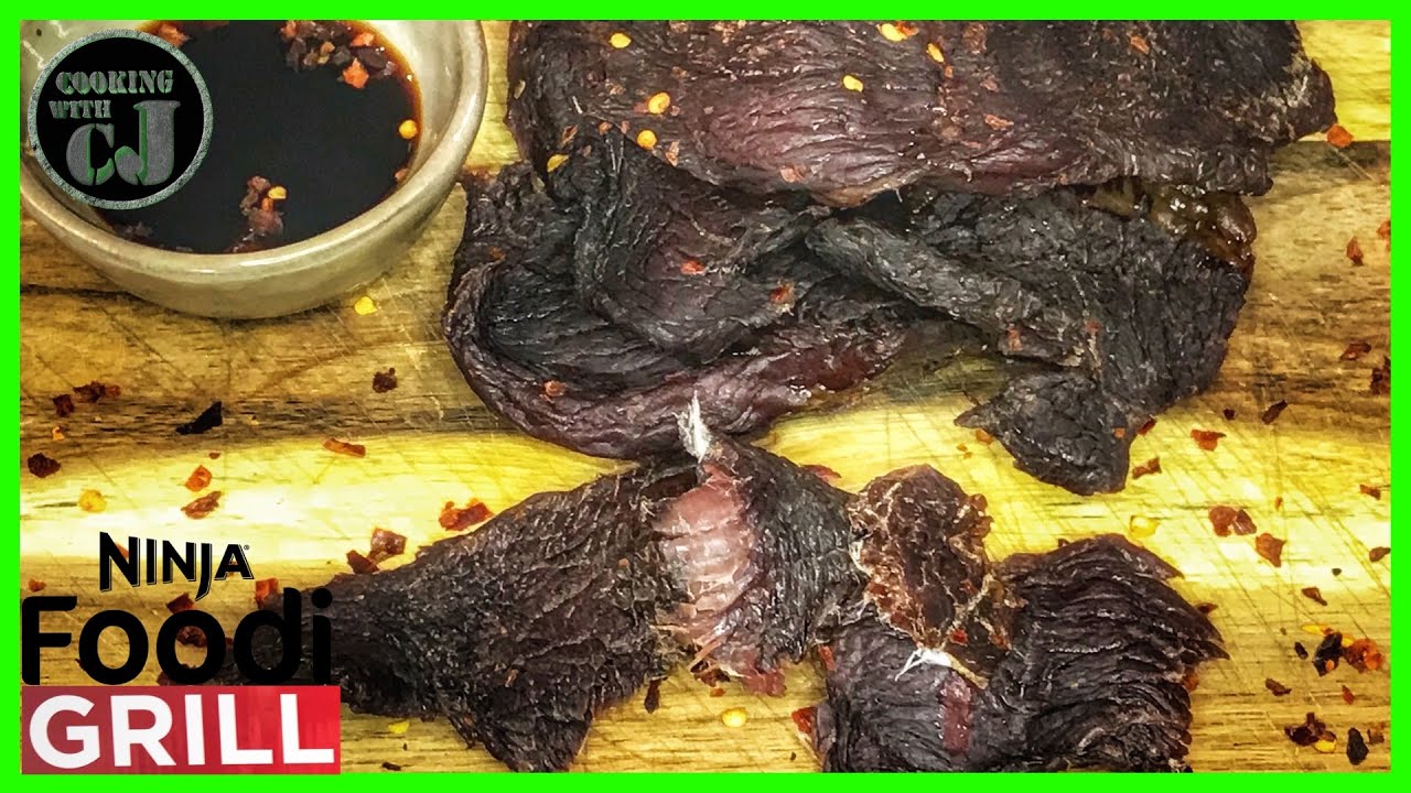 TERIYAKI BEEF JERKY DONE ON THE NINJA FOODI GRILL! | Ninja Foodi Grill Recipes