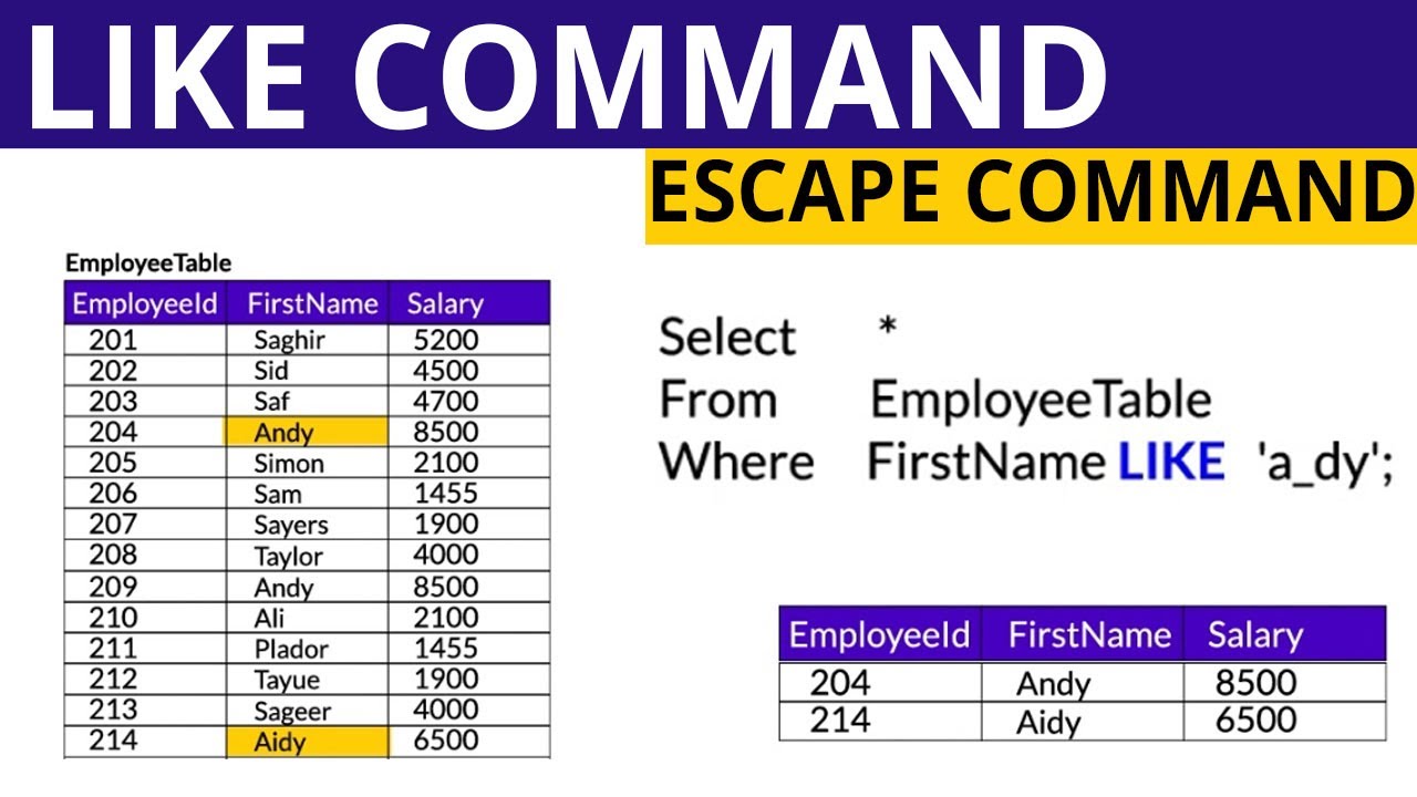 LIKE command with Escape command