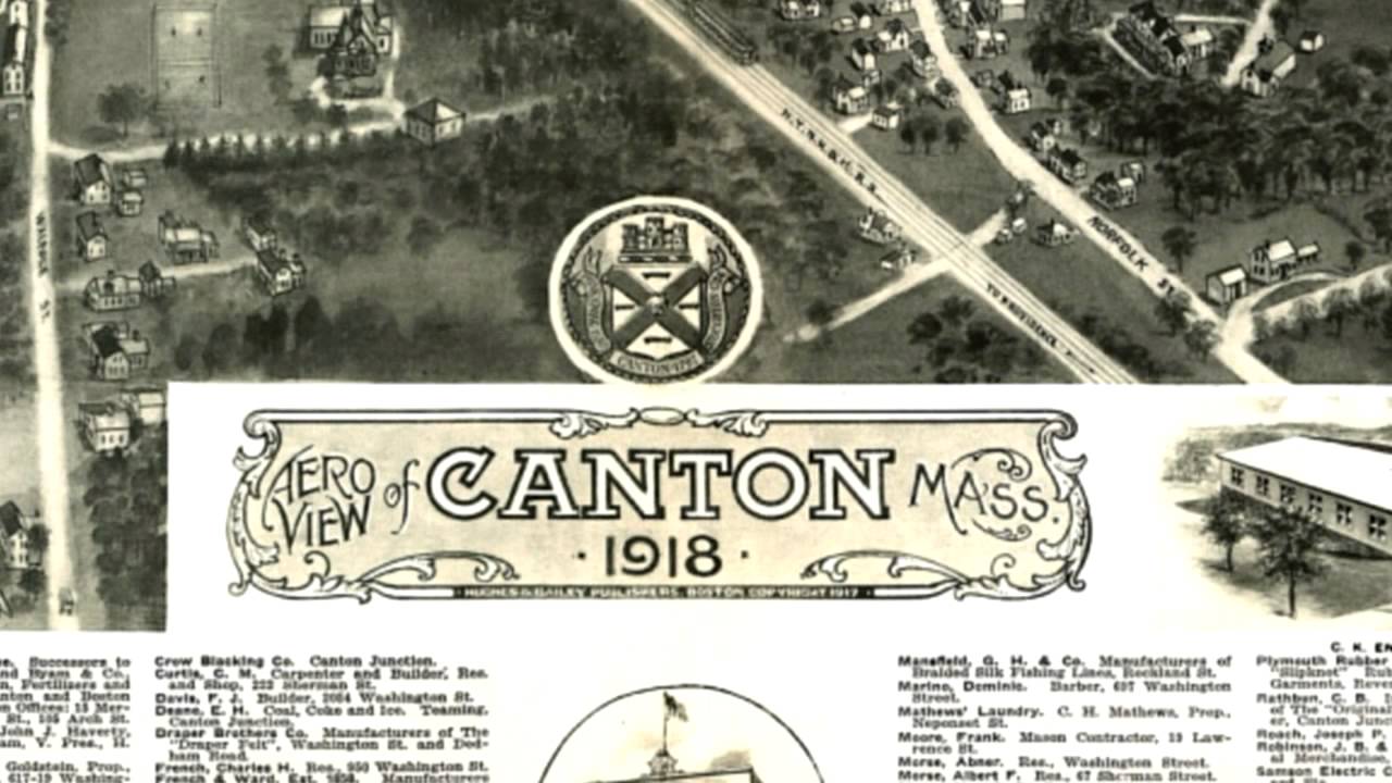 Canton Massachusetts 1918 Panoramic Bird's Eye View Map 6338