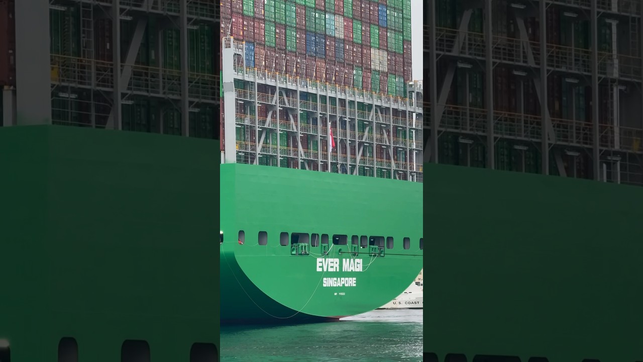Biggest EVERGREEN Container Ship to ever arrive in Los Angeles