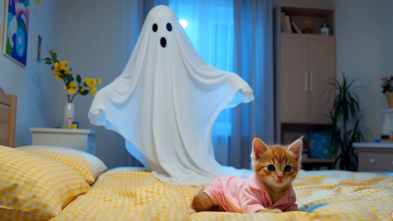Ginger Kitten Meets a Ghost 👻| Mama Cat Makes Her Feel Safe 💕 | Ginger Meow Tale 