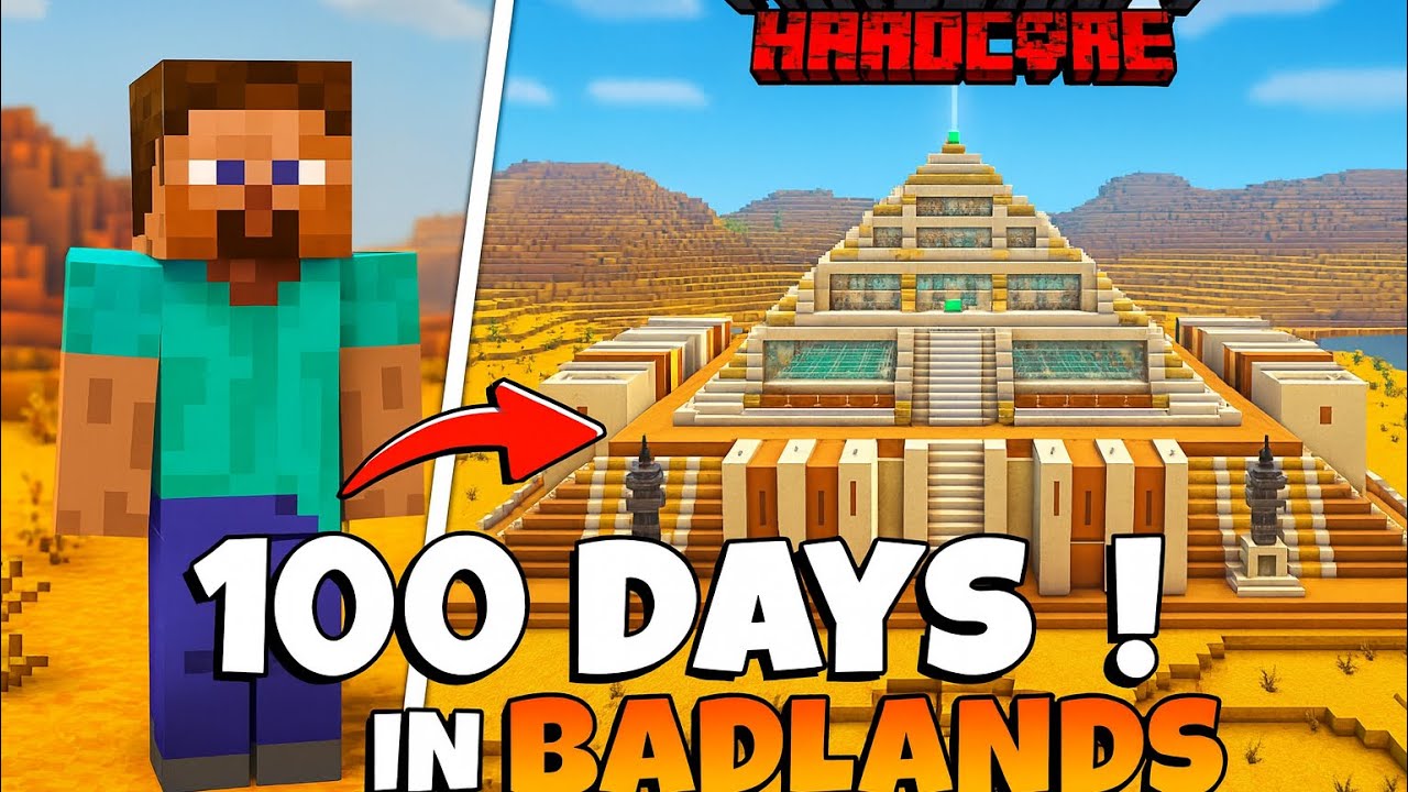 I Survived 100 Days on BADLANDS WORLD In Minecraft Hardcore!