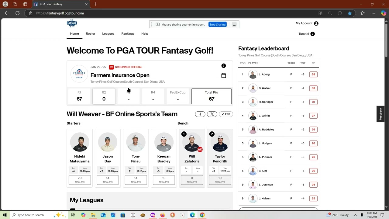 GOLF - Brief Overview of the 2025 PGA Fantasy Golf Web Site