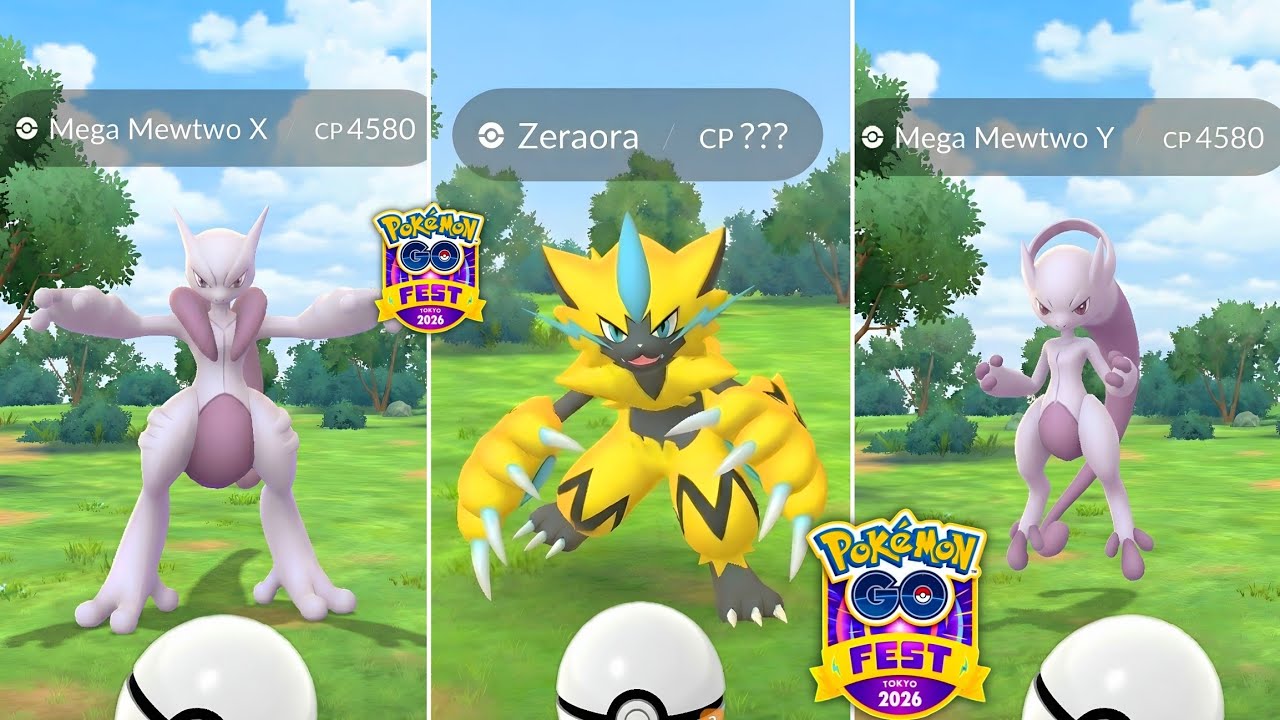 Mega Mewtwo X or Mega Mewtwo Y with ZERAORA on GoFest 2026 || Tokyo Go Fest 2026 Poster Breakdown.