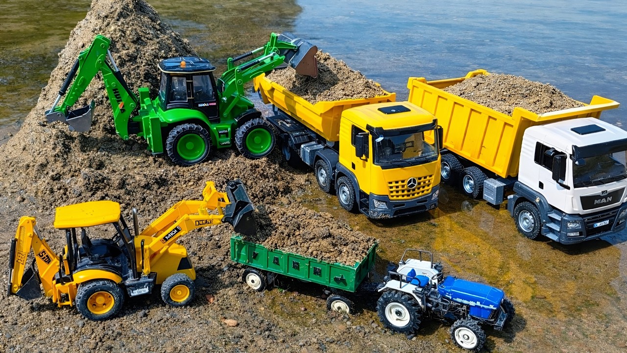 JCB 5CX Loading Mix Stone Sand Dumper Truck Tractor Pickup Tipper? JCB Ki Khudai | Tractor Cartoon