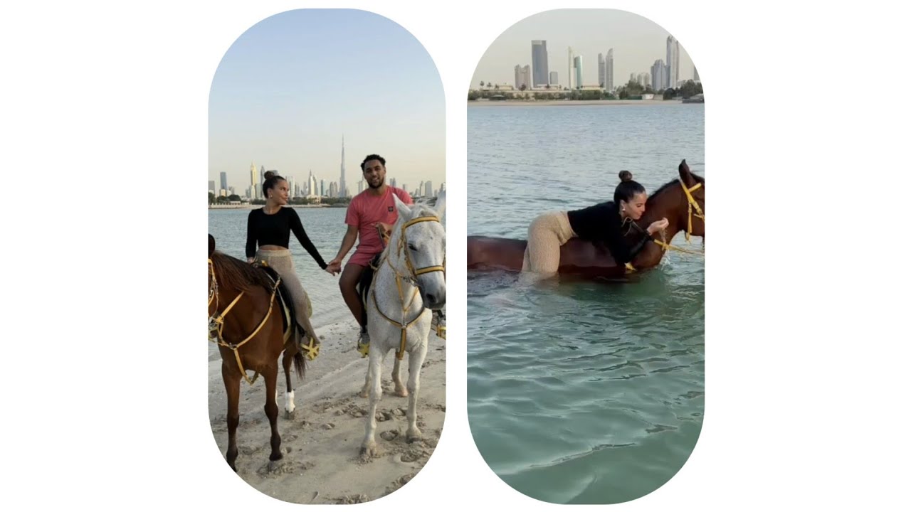 Poupette Allan balade à cheval 🧲 dans l'eau...magnifique romantique 🥰❤️