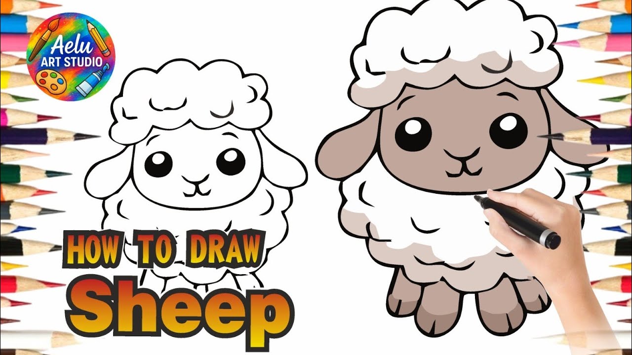 How to Draw a Cute Sheep Step by Step | Easy Drawing for Kids & Beginners