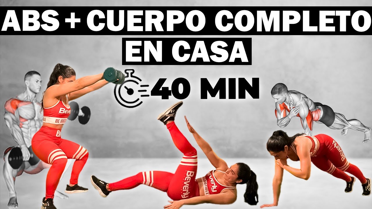 (40 MIN) FULL BODY + ABDOMEN en CASA con MANCUERNAS