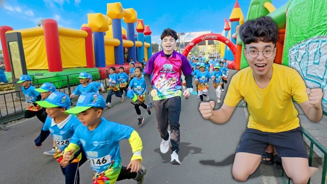 Thắng Tê Tê Lần Đầu Trải Nhiệm Con Đường Chạy Marathon Nhà Phao Dài 1000 Mét
