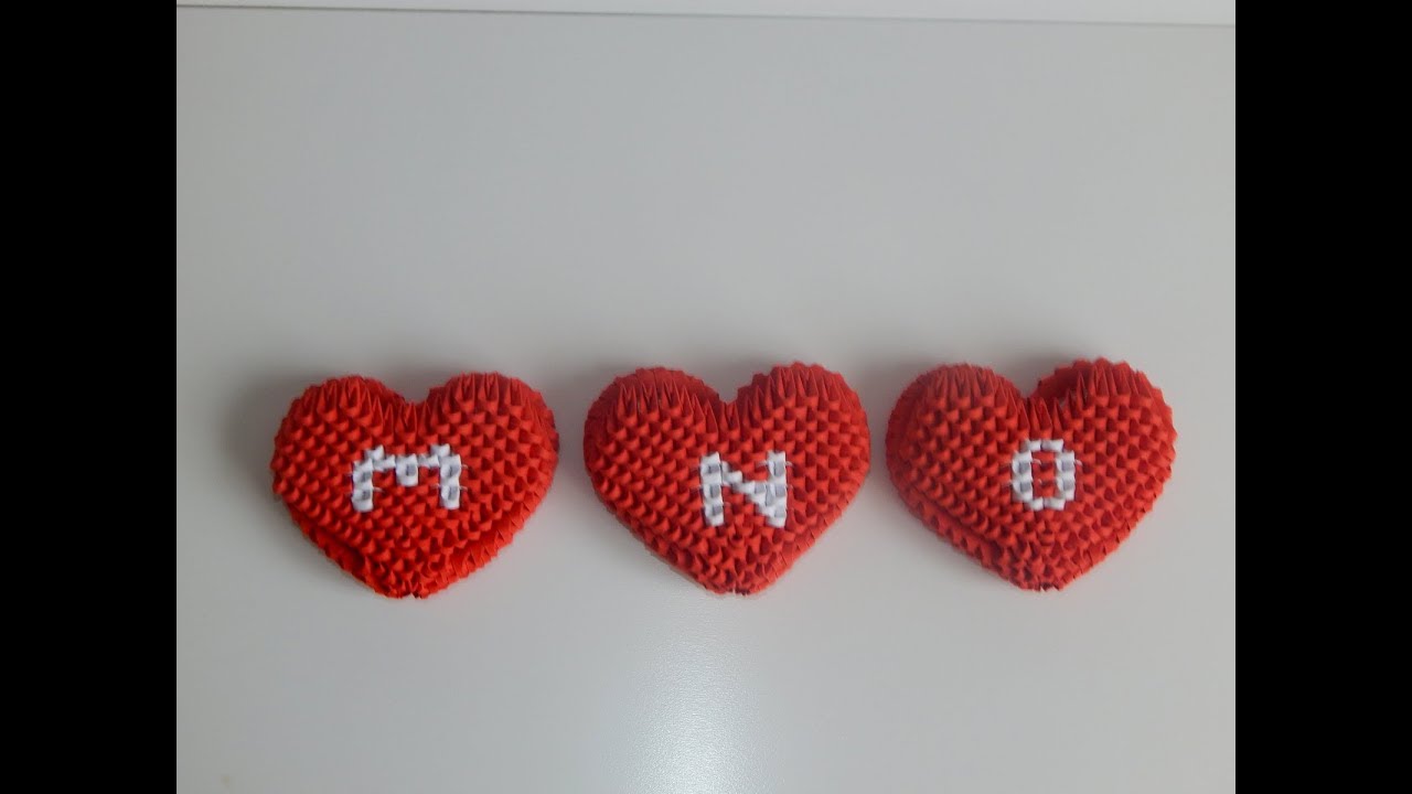 3D origami small heart letters I,K,L,M,N,O,P,R  || DIY paper heart letters I,K,L,M,N,O,P,R,