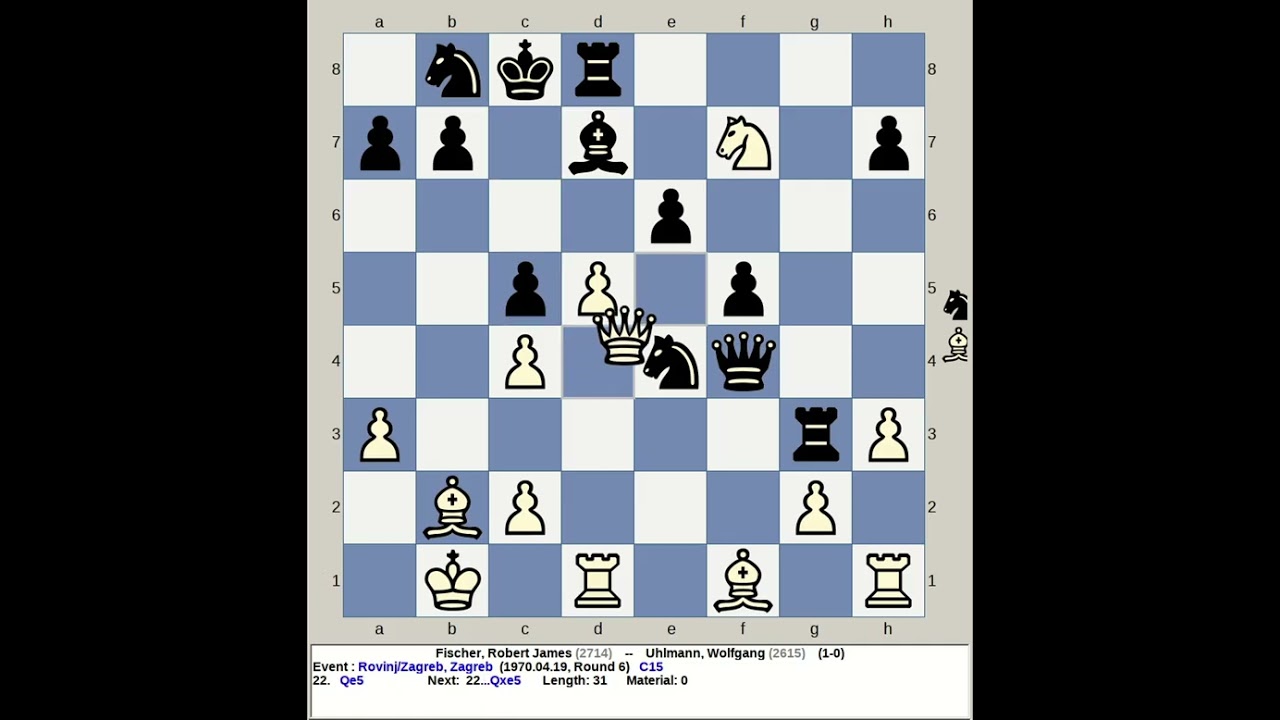 Fischer, Robert James vs Uhlmann, Wolfgang | Rovinj Zagreb Chess 1970, Croatia