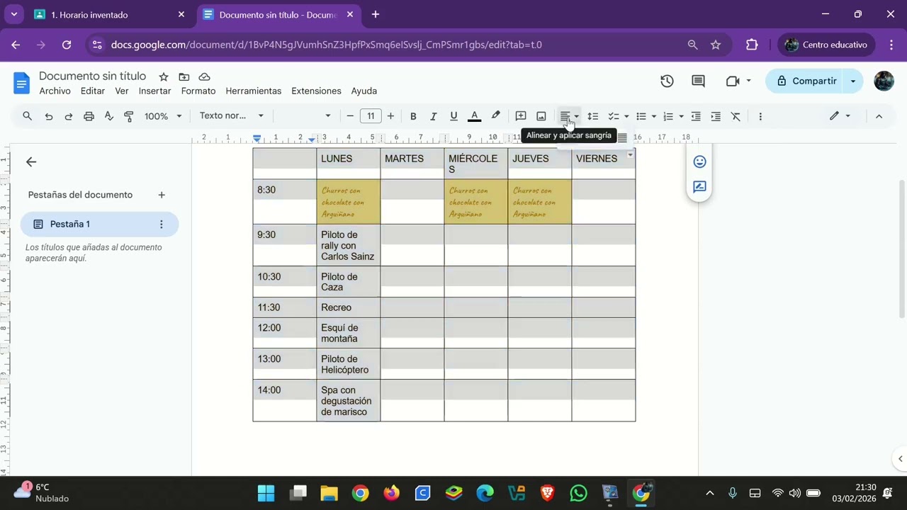 Horario Inventado