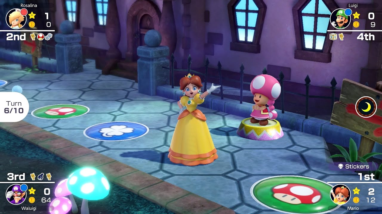 Mario Party Superstars #579 Horror Land Daisy vs Rosalina vs Waluigi vs Luigi