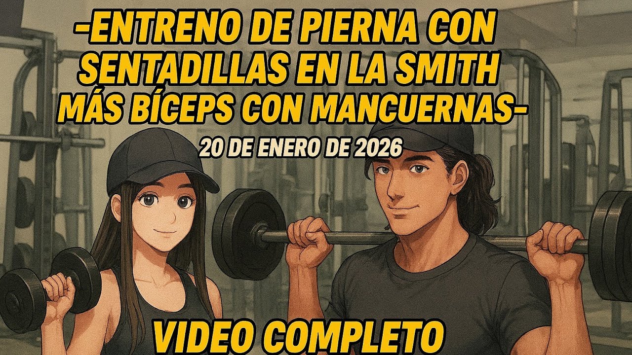 Entreno de Piernas con Sentadillas en la Smith más Bíceps con mancuernas.