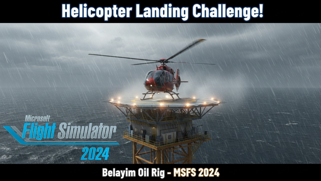 INSANE Helicopter Landing on Oil Rig in a Storm! 🌧️ | Belayim Challenge &ndash; MSFS 2024 (Airbus H125)