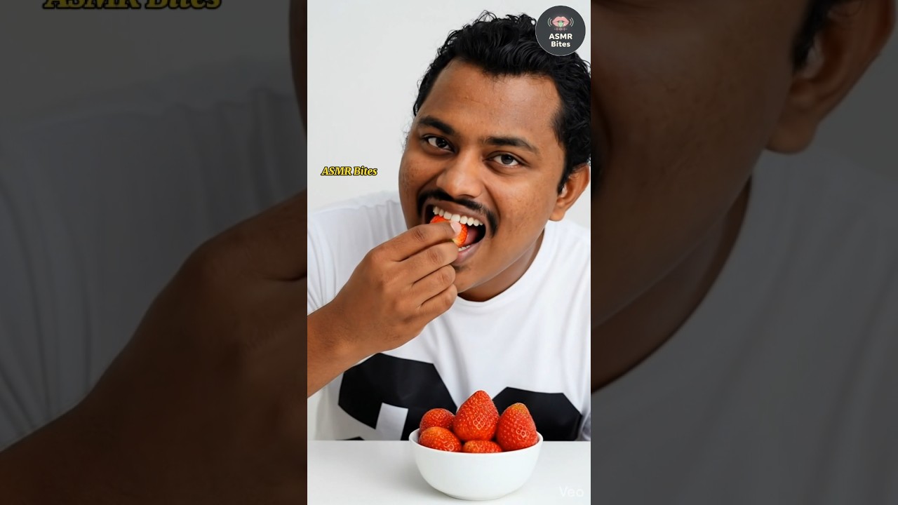 Real or AI? - ASMR Strawberry Eating 🍓 | Satisfying Crunch & Male Whisper | ASMR Bites