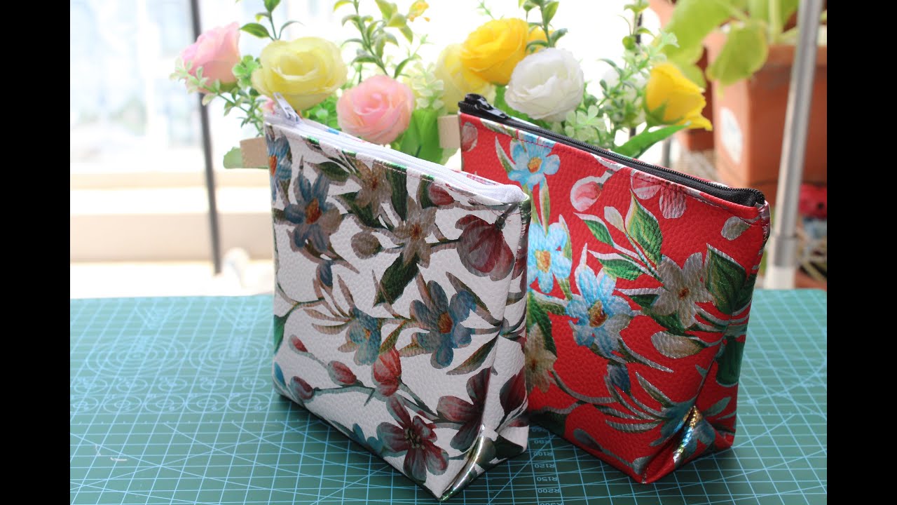 How to Sew Faux Leather   Zipper Pouch - Made Easy