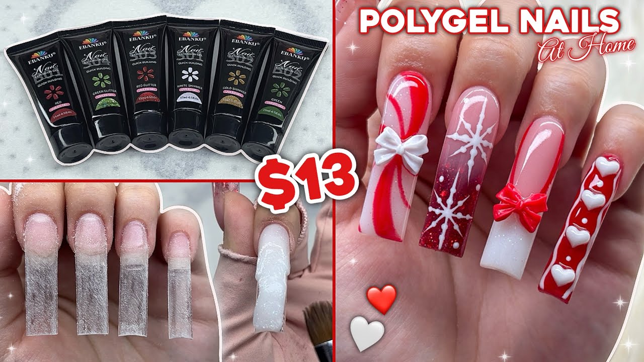 TESTING A $13 CHRISTMAS POLYGEL KIT FROM AMAZON! HOW TO DO POLYGEL NAILS AT HOME | Nail Tutorial
