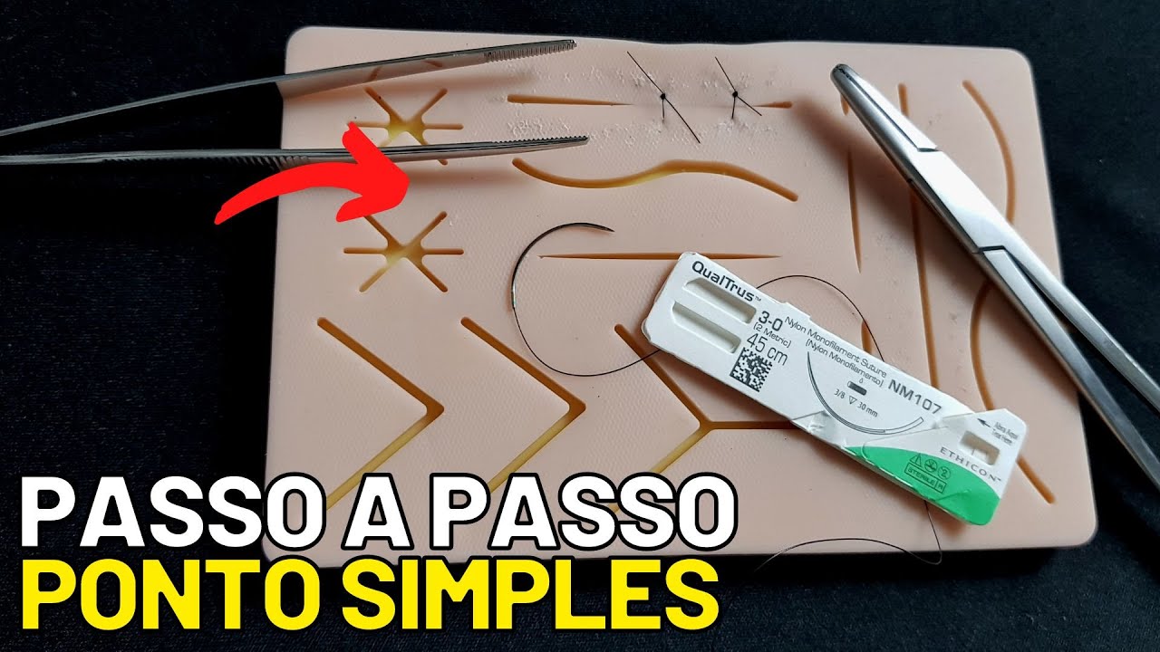Como fazer um PONTO SIMPLES? Sutura de pele, fio Nylon PASSO A PASSO PONTO SIMPLES