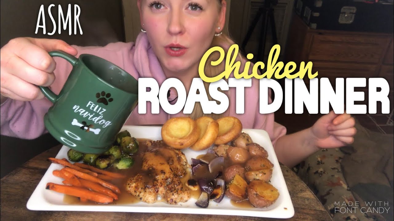 CHICKEN ROAST DINNER ~ ASMR MUKBANG Relaxing Eating Sounds