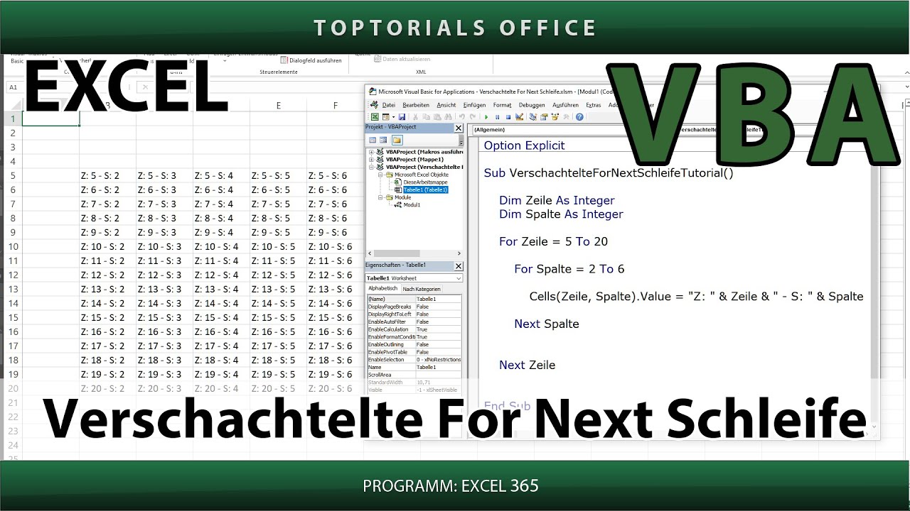 Verschachtelte For Next Schleife in Excel VBA