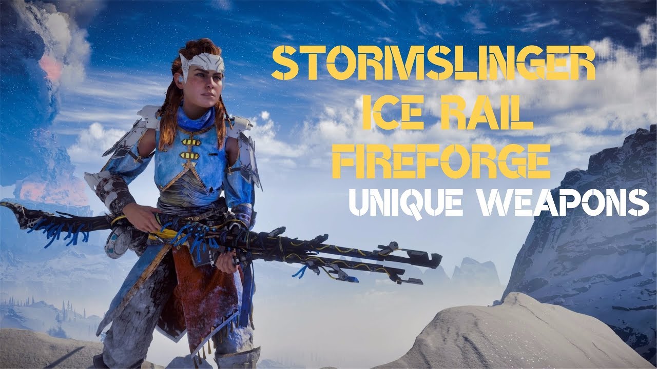Horizon Zero Dawn Frozen Wilds Unique Weapons - Stormslinger, Ice Rail, Forgefire: Improved Version