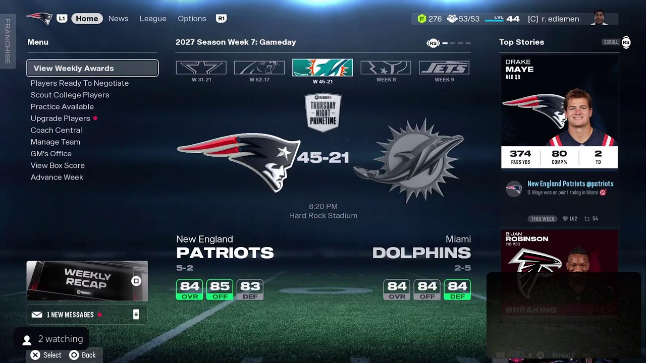 Madden 26 patriots league