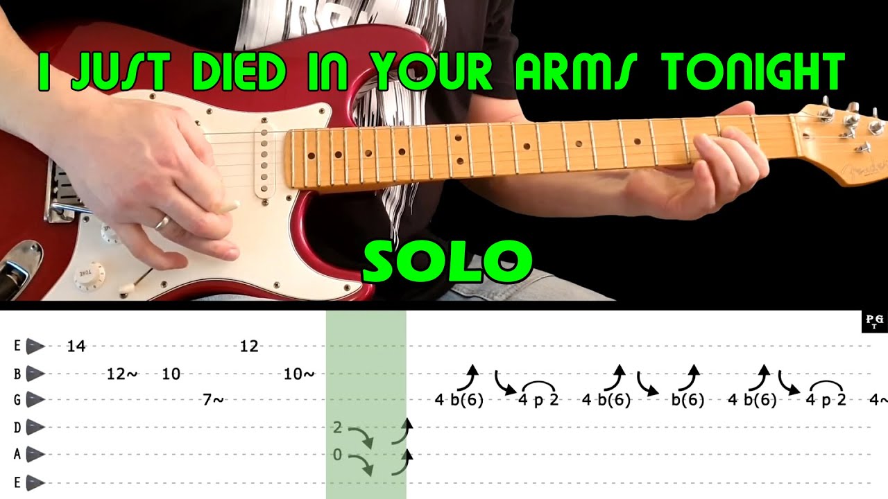 I JUST DIED IN YOUR ARMS TONIGHT - Guitar lesson - Guitar solo (fast&slow with tabs) - Cutting Crew