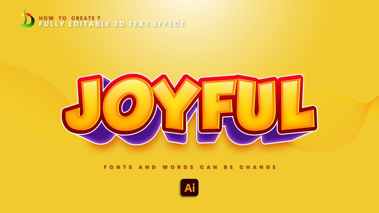 Editable 3D Text effect in Adobe Illustrator | 3D text in Illustrator #3D #text 