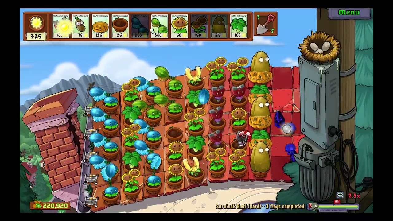 Plants vs Zombies: Replanted – Survival: Roof (Hard)