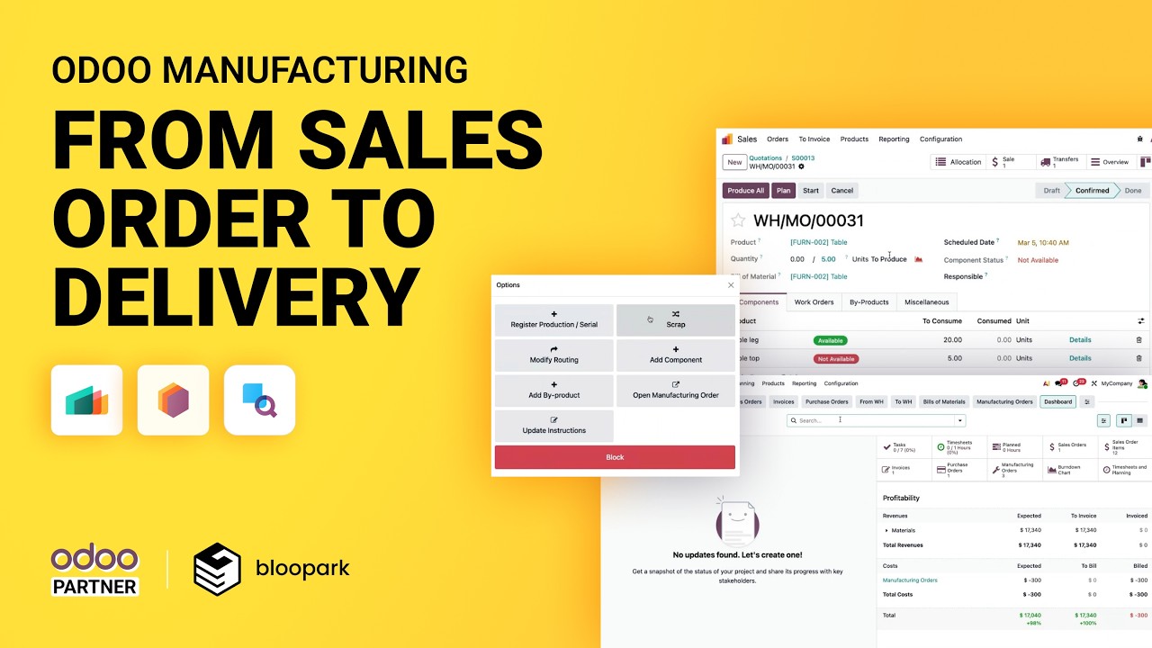 Odoo Manufacturing Full Demo: From Sales Order to Delivery
