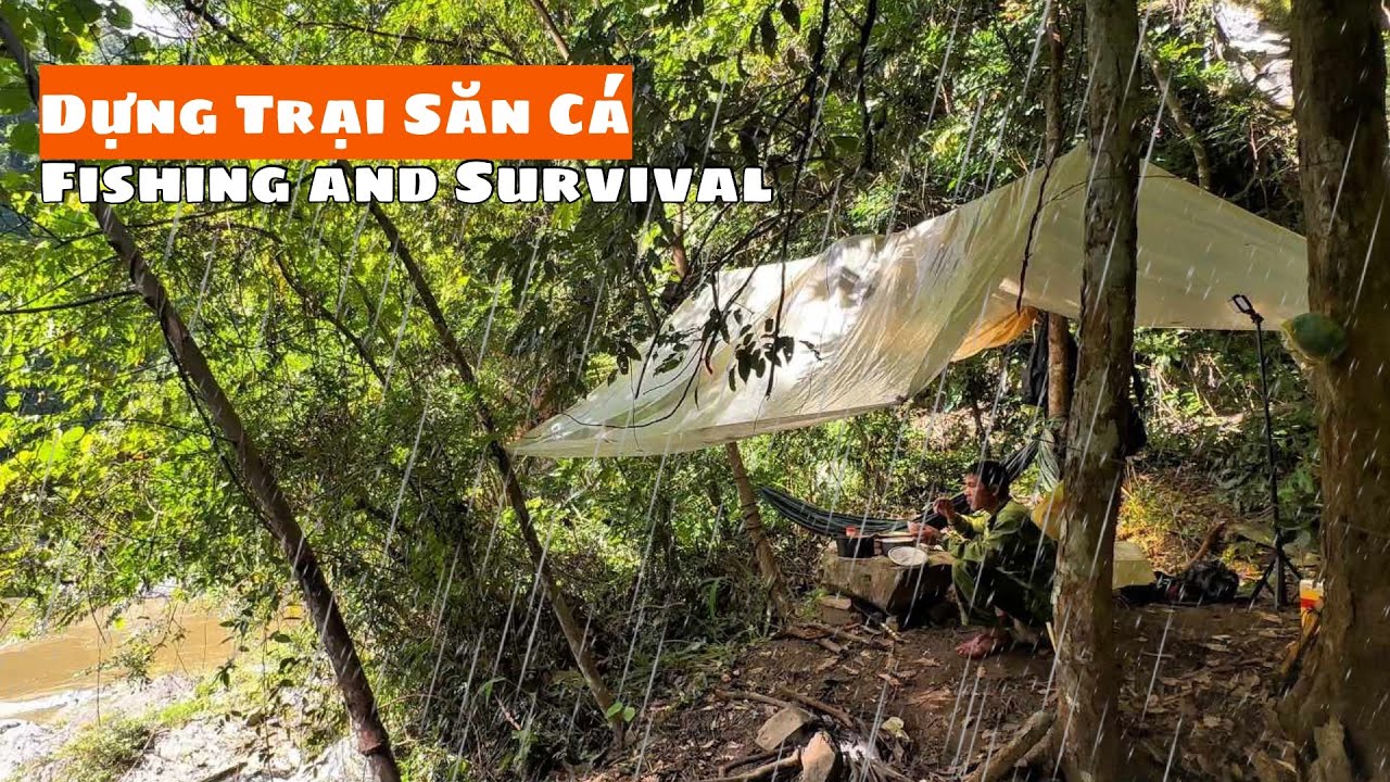 24h Sinh Tồn Dựng Trại Săn Cá, Chạm Mặt Thuỷ Quái Giữa Đêm | fishing and survival