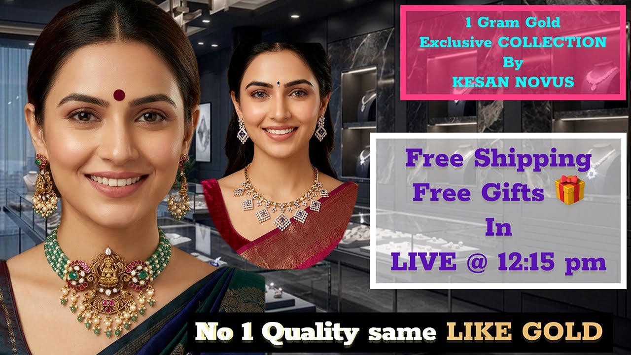 LIVE jewellery SALE ( No fake DISCOUNT only WHOLESALE Price ) by KESAN NOVUS in 1 gram Gold